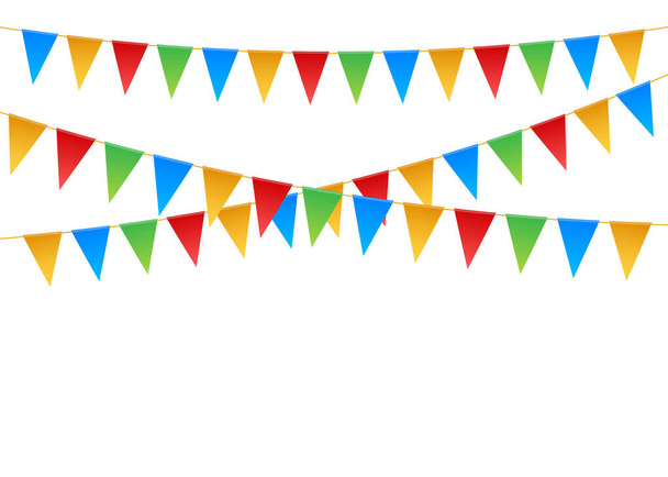 Birthday party invitation banners. Set of flag garlands. Vector stock illustration. - Vector, Image