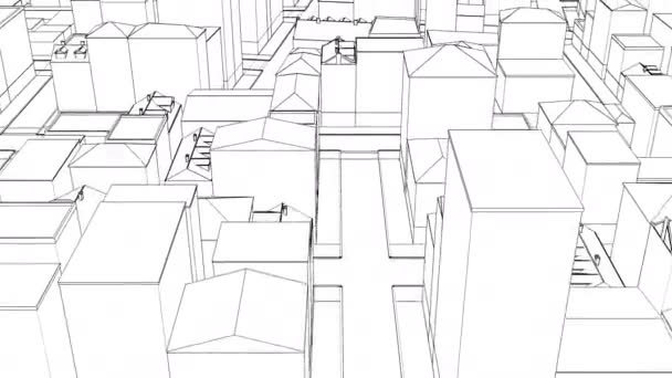 Λεπτή γραμμική σχεδίαση πόλη σκίτσο - Πλάνα, βίντεο