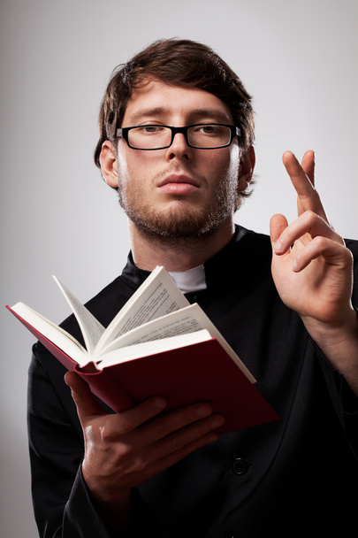 Priest with Holy Bible - Foto, imagen