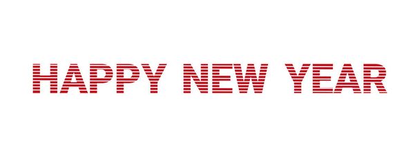 Feliz año nuevo texto en forma de rayas horizontales aisladas sobre fondo blanco. Ideal para banderas de Año Nuevo y Navidad, carteles, etiquetas de regalo y etiquetas. - Vector, imagen