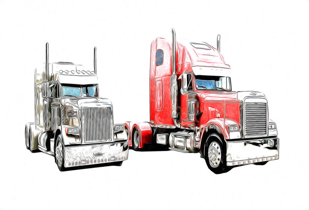 Американский грузовик иллюстрации цвета изолированные искусства винтажного ретро - Фото, изображение