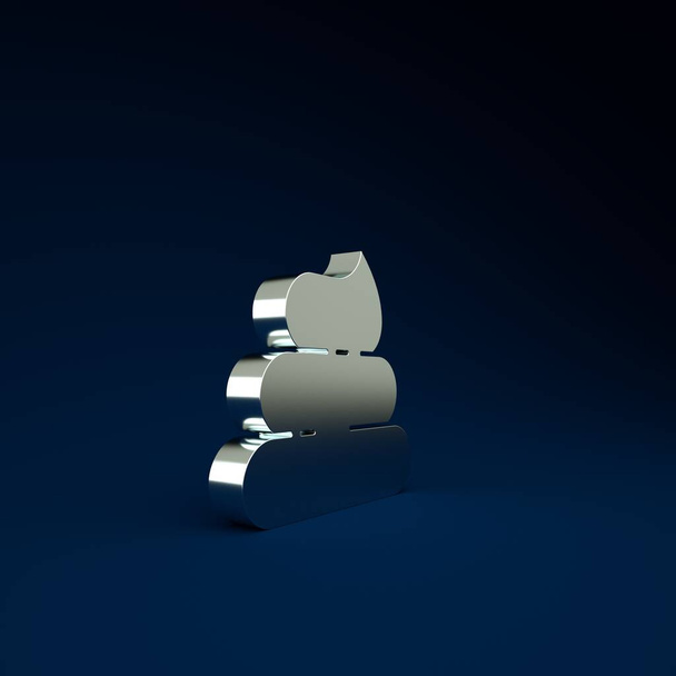 Silver Shit icon isolated on blue background. Minimalism concept. 3d illustration 3D render. - Valokuva, kuva