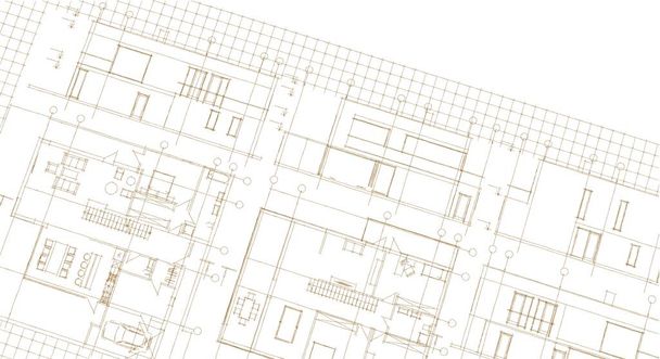 dom plan fasady architektoniczny szkic 3d ilustracja - Zdjęcie, obraz