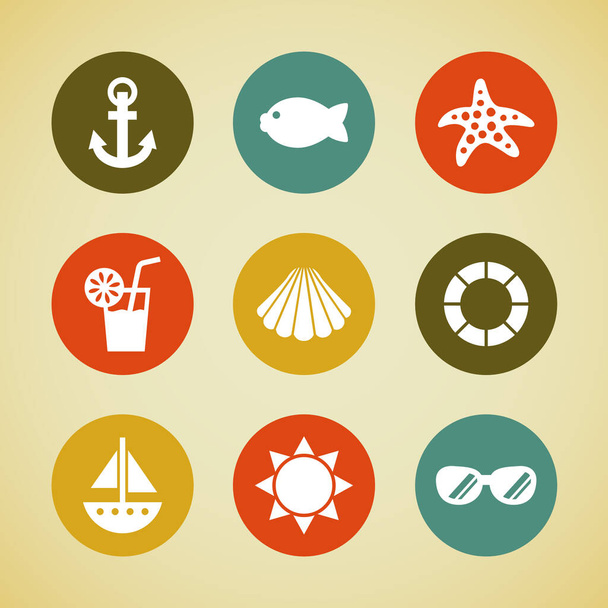 Set of retro summer icons - Vector, Image