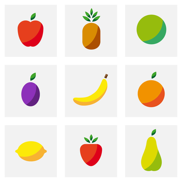 Simple fruit icons set. - Vector, Image