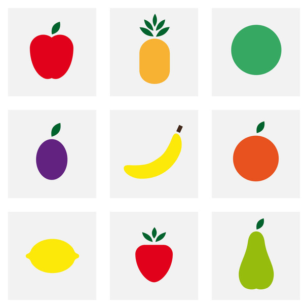 Eenvoudige fruit pictogrammen ingesteld. - Vector, afbeelding