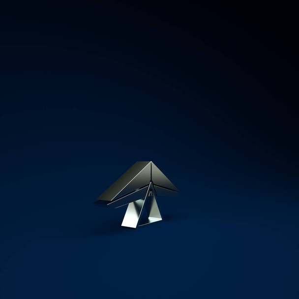 Icona Silver Hang aliante isolata su sfondo blu. Sport estremi. Concetto minimalista. Illustrazione 3d rendering 3D. - Foto, immagini