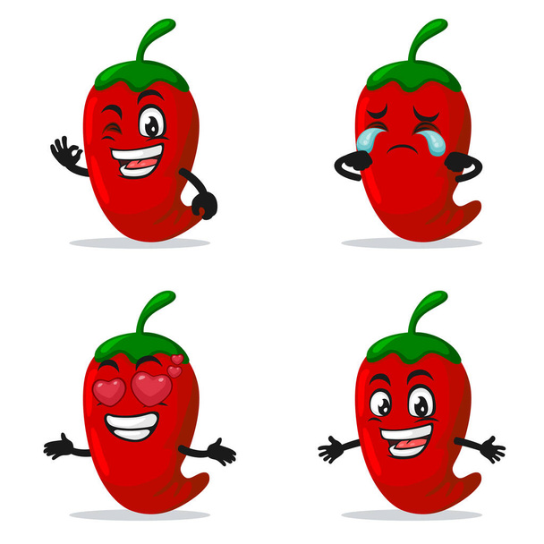 vector illustration of chilli mascot or character collection set with expression theme - Vektori, kuva