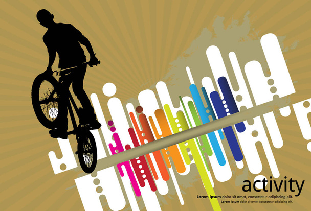 BMX-Fahrer auf abstraktem Hintergrund, Sportvektor  - Vektor, Bild
