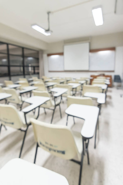 Blur classroom education background empty school class lecture room interior view with no teacher nor student - Fotoğraf, Görsel