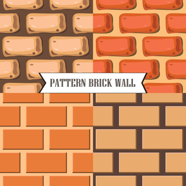 Brick wall seamless pattern background. Image is design for wallpaper. Brick wall texture. Four patterns for your design. - Vector, Image