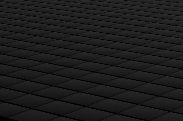 Тёмно-серый фон из диагональных кубов. 3D рендеринг фона из квадратов на диагональной плоскости - Фото, изображение