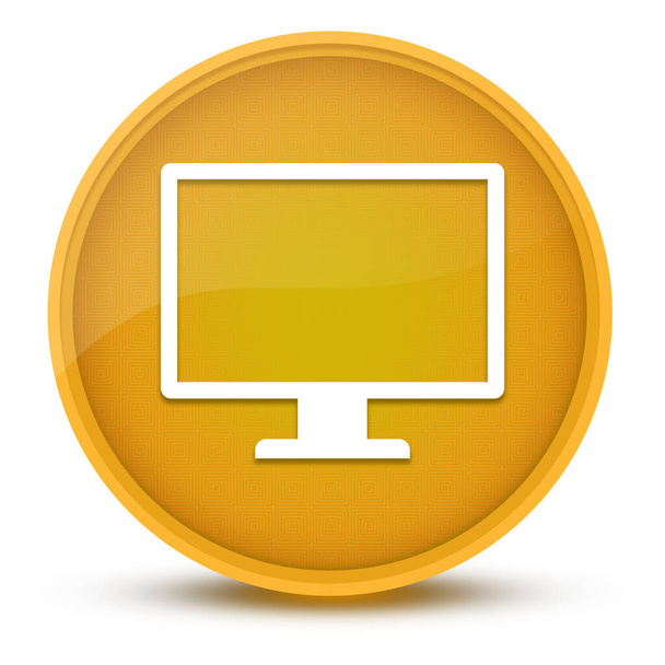 Monitor luxurious glossy yellow round button abstract illustration - Photo, Image