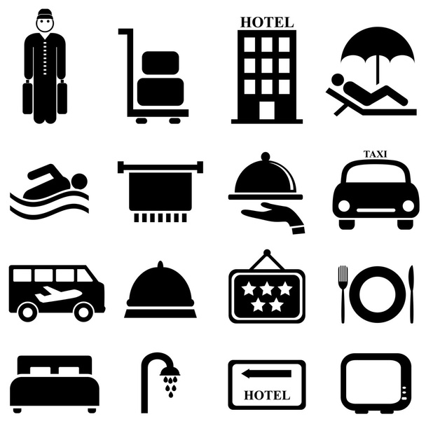 Iconos de hotel y hospitalidad
 - Vector, imagen