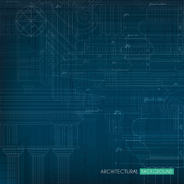 architecturale blauw-print achtergrond - Vector, afbeelding