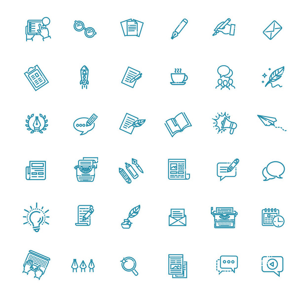 Vector Illustration Set Of simple Blogging and Copywriting icons - Vector, Image