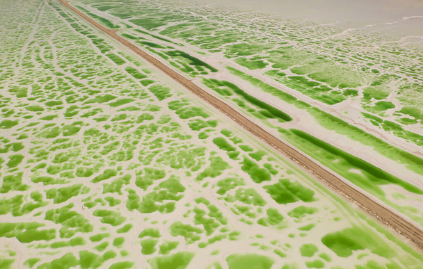 Zielone słone jezioro, naturalne tło jeziora. Zdjęcie w Qinghai, Chiny. - Zdjęcie, obraz