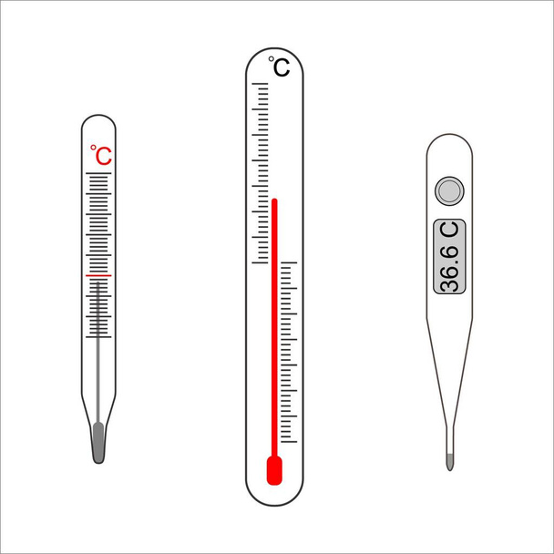 termometr, zdrowie, temperatura, pogoda, ilustracja wektora - Wektor, obraz
