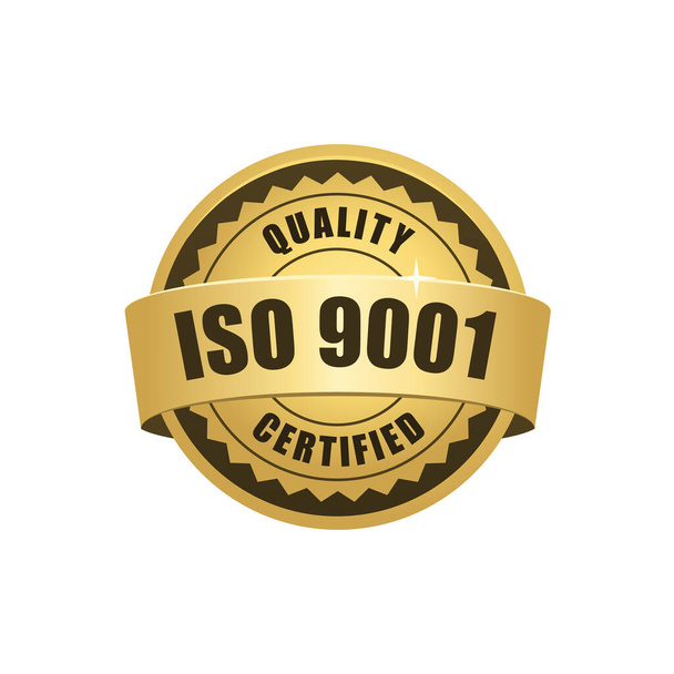 ISO 9001 standart kalite rozet. Web siteniz veya sunumunuz için kullanması kolay. - Vektör, Görsel