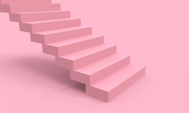 3d rendering. modern minimal empty soft pink color stair up background. - Foto, immagini
