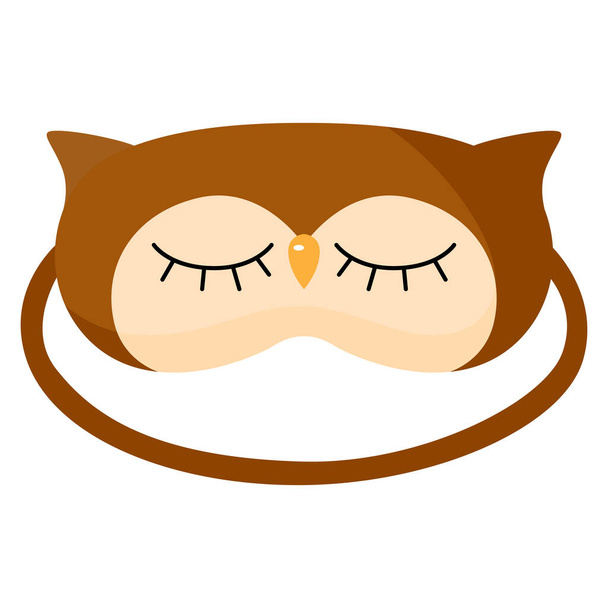 Children sleep mask owl on white background. Face mask for sleeping human isolated in flat style vector illustration. - Vector, Image