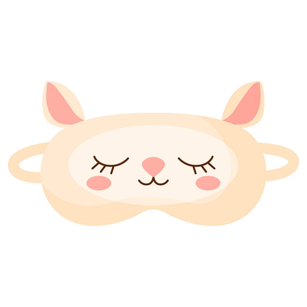 Children sleep mask lamb on white background. Face mask for sleeping human isolated in flat style vector illustration. - Vector, Image