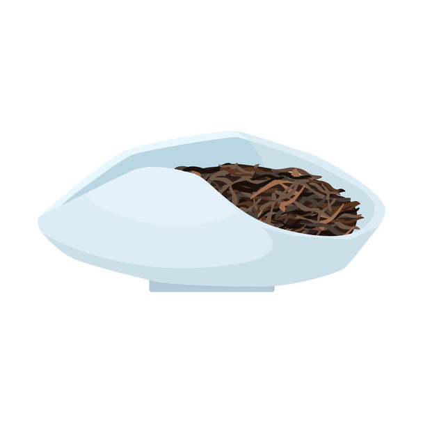 白を基調とした中国茶のプーアル茶との茶葉。アジアの伝統的な要素は、スタイルフラットベクトルデザインイラストで隔離. - ベクター画像