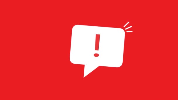 important message like white speech bubble. concept of stop label and urgent information. cartoon trend modern sms inform logotype graphic mobile application simple design isolated on red background - Footage, Video