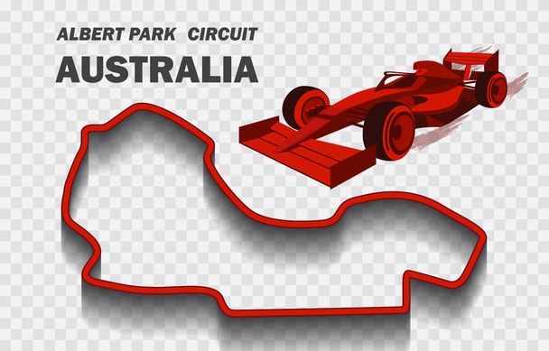 Австралийская гоночная трасса Гран-при Формулы 1 или Формулы-1. Подробный гоночный трек или национальный трек - Вектор,изображение