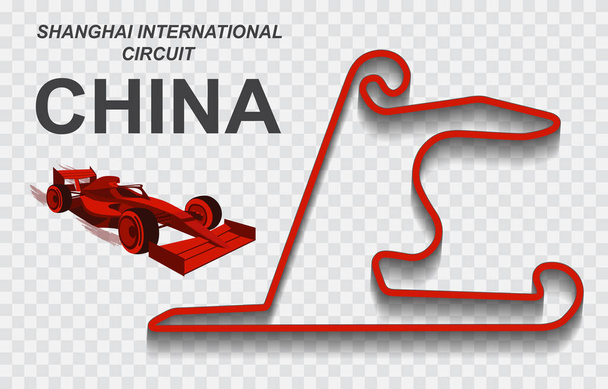 Kiina Grand Prix radalla Formula 1 tai F1. Yksityiskohtainen kilparadalla tai kansallisen piirin - Vektori, kuva