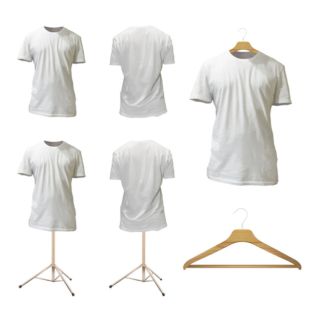 Set of empty white shirt design. Realistic vector illustration.  - Vector, Image