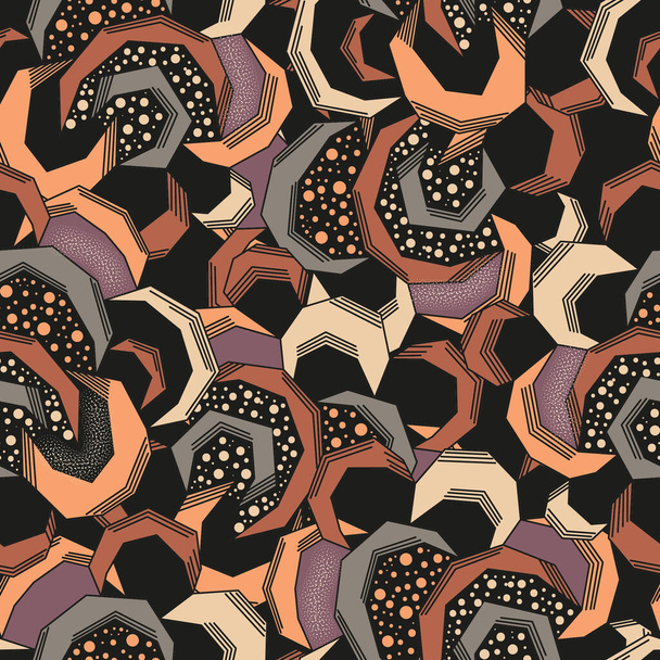 茶色の半円形のシームレスなパターン - ベクター画像