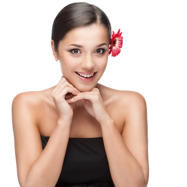 attractive cheerful brunette woman smiling - Φωτογραφία, εικόνα
