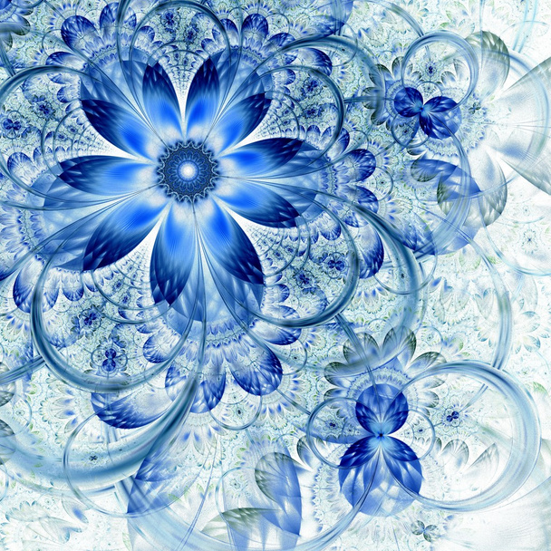 Темно-синий фрактальный цветок, цифровые произведения искусства
 - Фото, изображение
