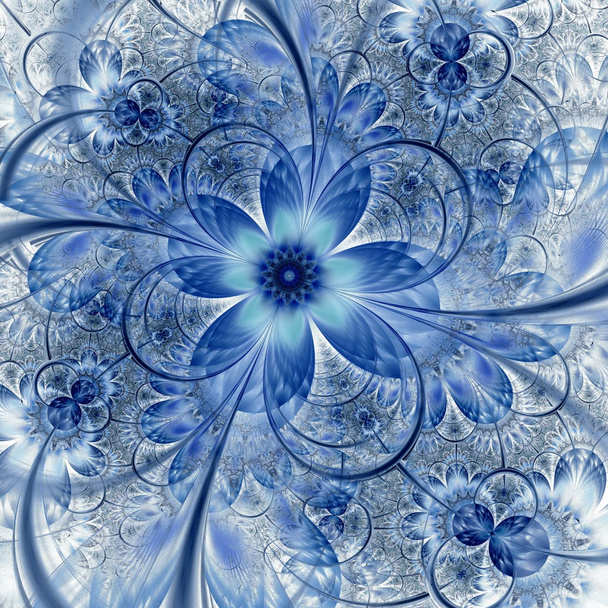 σκούρο μπλε fractal λουλούδι - Φωτογραφία, εικόνα