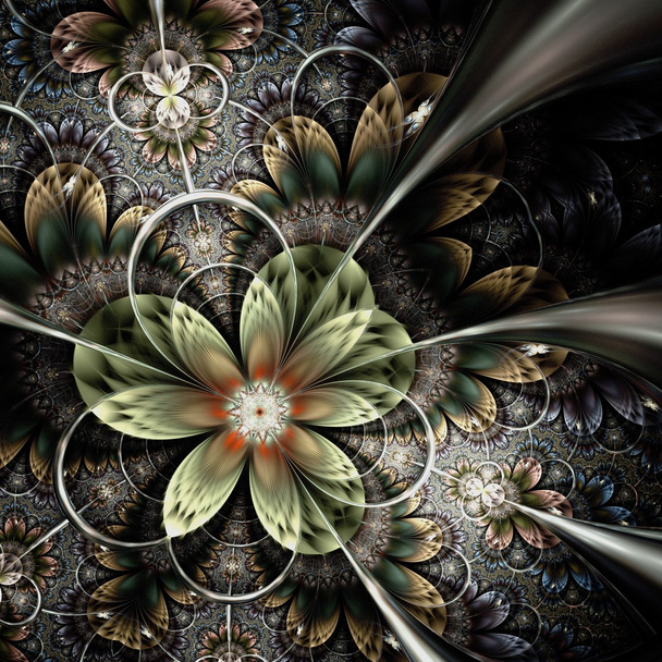 Patrón de flor fractal colorido
  - Foto, Imagen