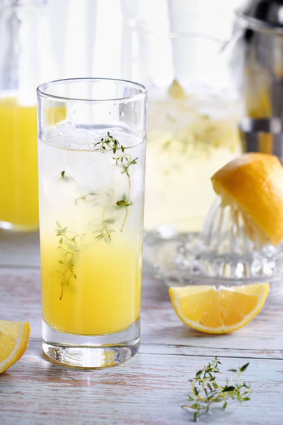 Easy summer cocktail ( Limoncello)  fresh lemon juice, vodka and club soda or sparkling water. This  drink  is the best way to cool off on a hot day.   - Photo, Image