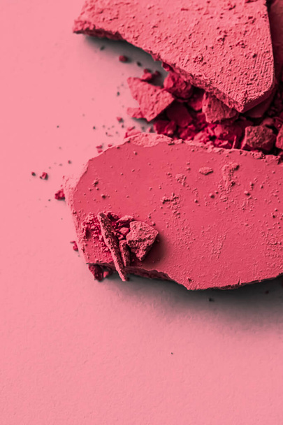 Red eye shadow powder as makeup palette closeup, crushed cosmetics and beauty texture - Photo, Image