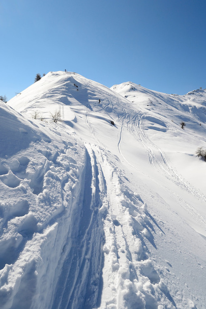 Montañismo en nieve fresca
 - Foto, Imagen