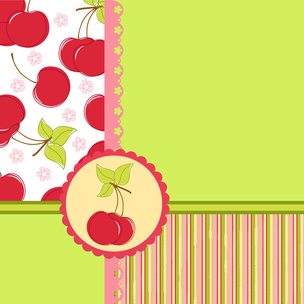 Blank template for cherry greetings card - Vektör, Görsel