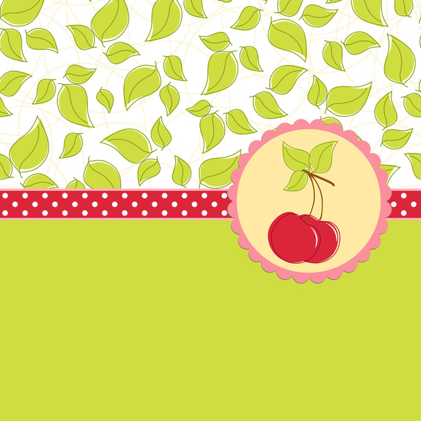 Blank template for cherry greetings card - Vettoriali, immagini