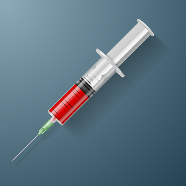 Syringe with blood - Вектор,изображение