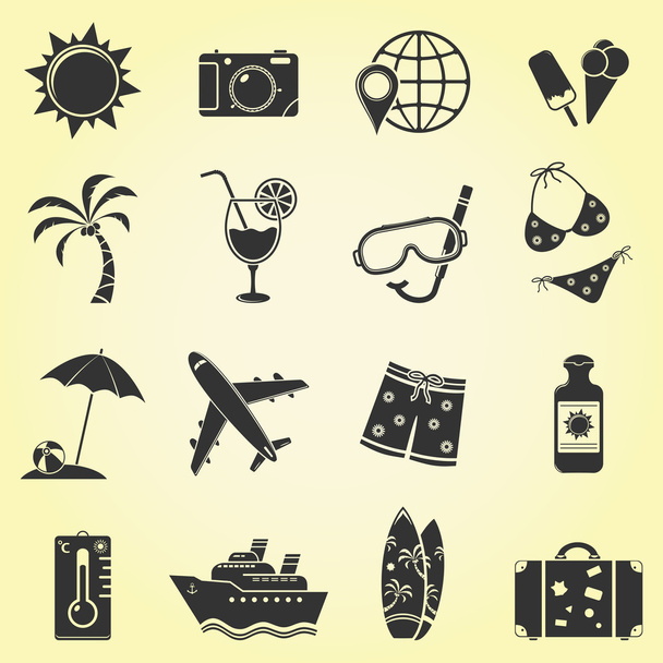 Vacation and travel icons - Vektör, Görsel