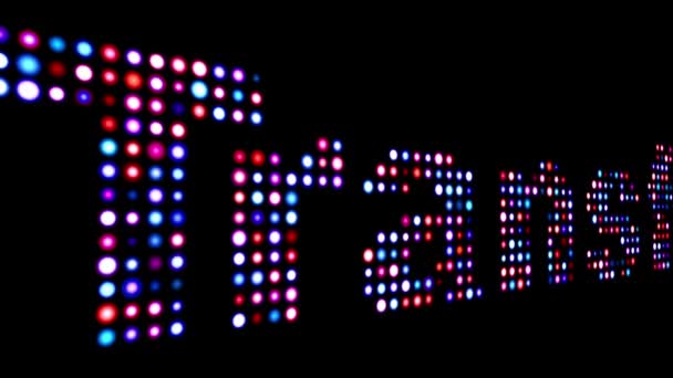 Μεταφορά πολύχρωμο κείμενο LED πάνω από μαύρο - Πλάνα, βίντεο