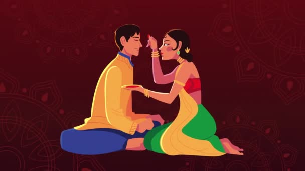 šťastný bhai dooj oslava animace se sourozenci malování - Záběry, video
