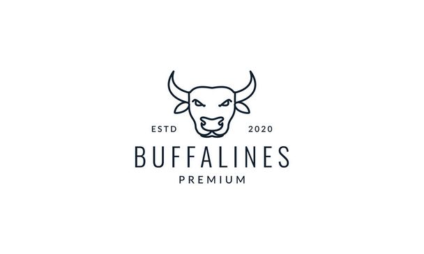 head face cow or buffalo line outlines simple logo vector icon illustration - Vector, Image