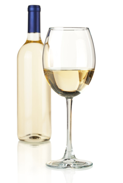 Vino bianco in bottiglia e bicchiere
 - Foto, immagini