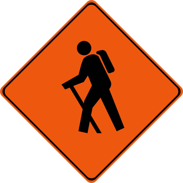 Figyelmeztető jel gyalogos szimbólummal - Fotó, kép