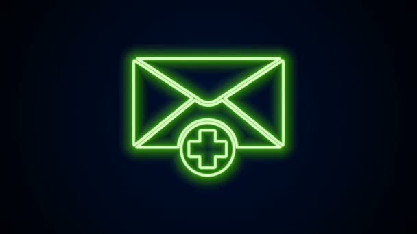 Gloeiende neon lijn Envelop pictogram geïsoleerd op zwarte achtergrond. Ontvangen bericht concept. Nieuw, e-mail inkomend bericht, sms. Postbezorging. 4K Video motion grafische animatie - Video