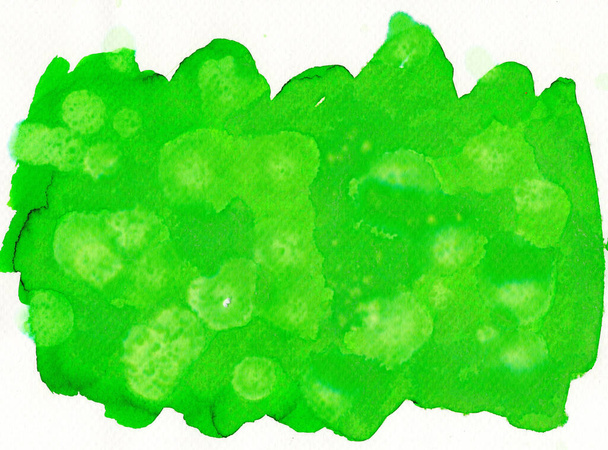 Abstract background of watercolor on paper texture, hand painted in green - Valokuva, kuva